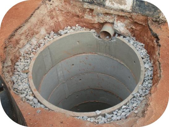 construcción del pozo de drenaje
