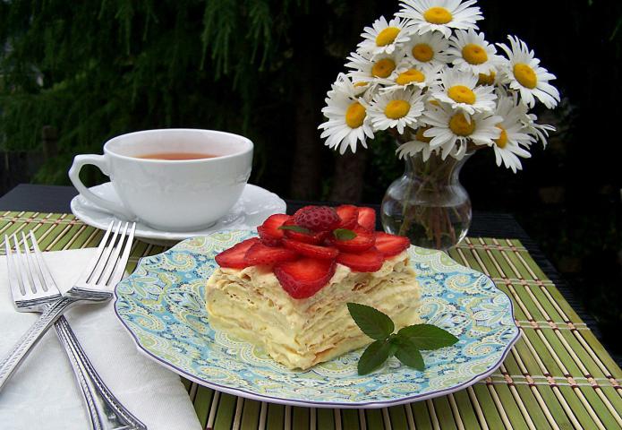 Napoleón en una sartén. Receta de pastel