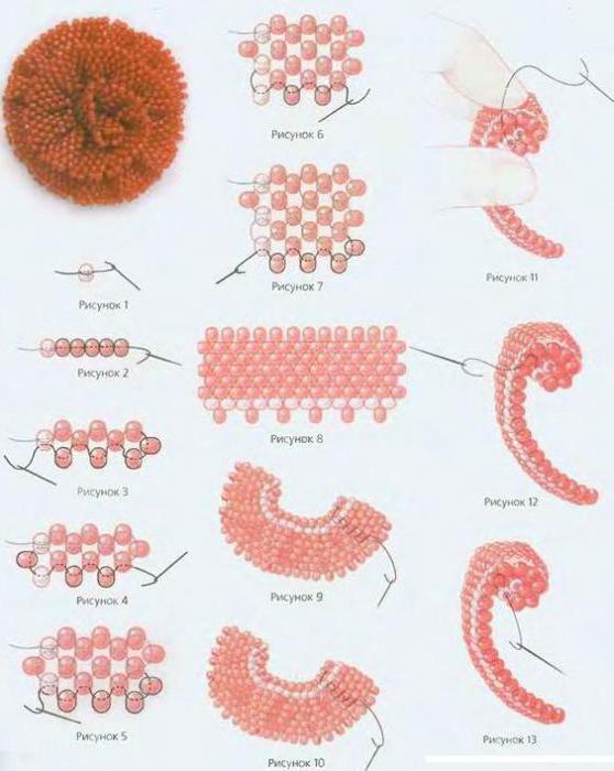 El esquema de cactus de cuentas y el esquema de flores para él