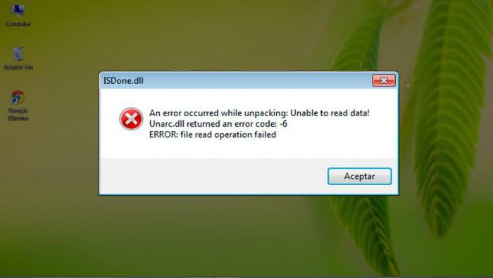 unarc dll devolvió el código de error 6 