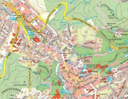 Mapa de Baden Baden con puntos de referencia