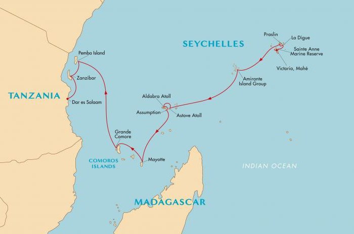 Seychelles en el mapa mundial