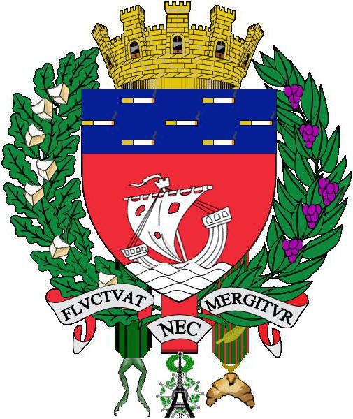 Bandera y escudo de armas de París